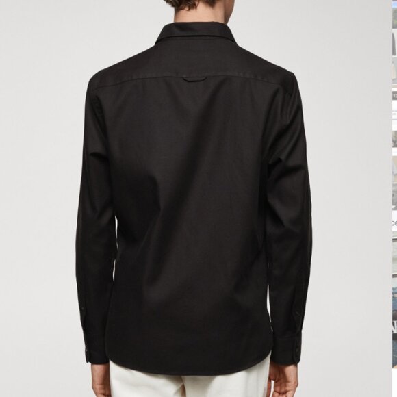 Mango Black Cotton Twill Button Up Shirt in Large - Picture 6 of 9